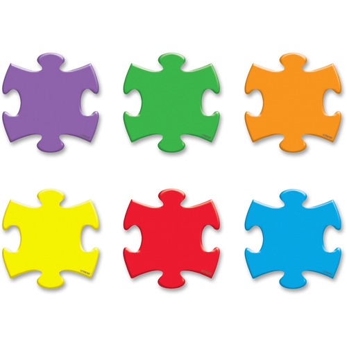 Trend Mini Accents Puzzle Pieces Variety Pack - Fun Theme/Subject - Durable, Precut, Reusable - 3" Height x 5" Length - Multicolor - 36 / Pack