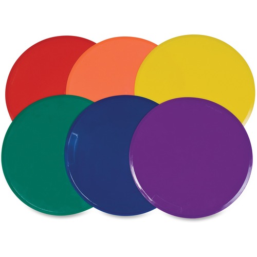 Champion Sports Extra Large Poly Spot Marker Set - Green, Orange, Purple, Red, Blue, Yellow - Vinyl