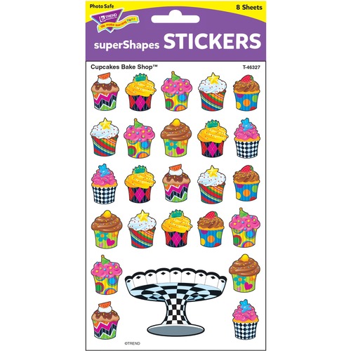 Trend Colored Cupcake Bakeshop Stickers - Self-adhesive - Acid-free, Fade Resistant, Non-toxic, Photo-safe - Multicolor - 200 / Pack - Stickers - TEPT46327