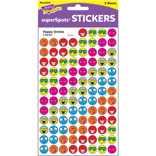 Trend Happy Smiles Super Sport Stickers - Encouragement Theme/Subject - Self-adhesive - Acid-free, Fade Resistant, Non-toxic, Photo-safe - Multicolor - 800 / Pack - Stickers - TEPT46155