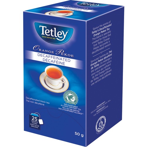 Tetley® Decaffeinated Tea - Orange Pekoe - Black Tea - Orange Pekoe - 25 /BOX