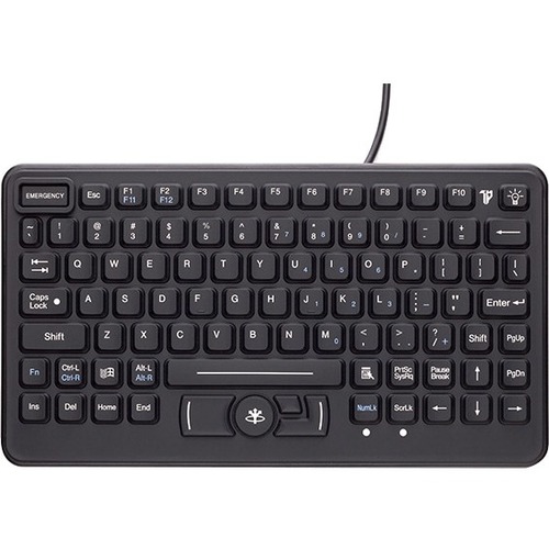 iKey Industrial Keyboard with Emergency Key - Cable Connectivity - USB Interface - 86 Key Emergency Hot Key(s) - QWERTY Layout - HulaPoint - Industrial Silicon Rubber Keyswitch - Black