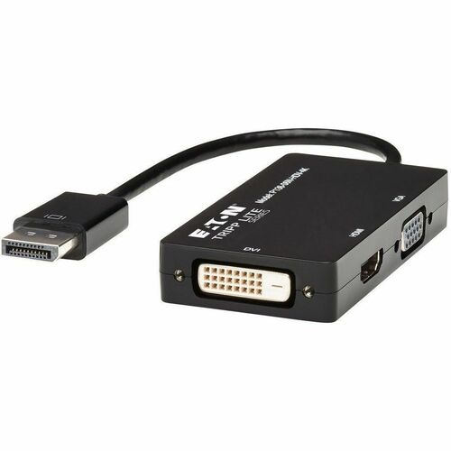 Tripp Lite by Eaton DisplayPort to VGA/DVI/HDMI All-in-One Converter Adapter, DP ver 1.2, 4K 30 Hz HDMI - DisplayPort/HDMI/DVI/VGA for Audio/Video Device, Notebook, Tablet, Monitor, Projector, TV - 6" - 1 x DisplayPort Male Digital Audio/Video - 1 x HD-15