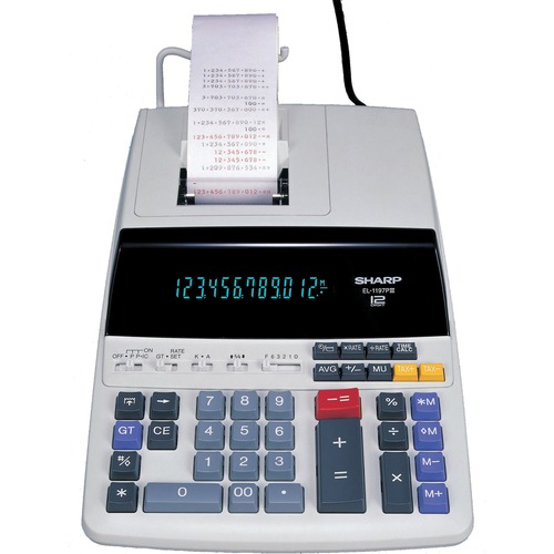 Sharp Calculators EL-1197PIII 12-Digit Commercial Printing Calculator - Dual Color Print - 4.5 lps - Independent Memory, Sign Change, Backspace Key, Double Zero, Fixed Decimal - 12 Digits - Fluorescent - AC Supply Powered - 3.1" Height x 8.7" Width x 12.9