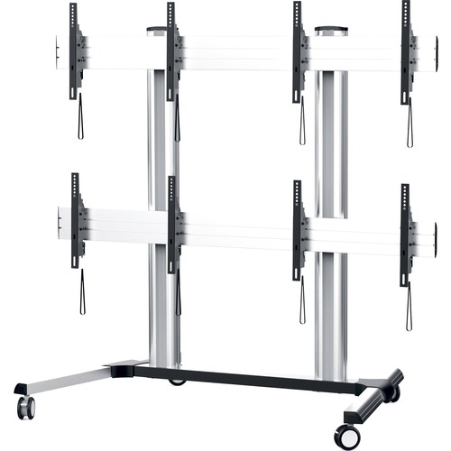 Middle Atlantic DisplayStation Series, Monitor Wall with Casters - Up to 55" Screen Support - 362 lb Load Capacity - 79.7" Height x 65" Width x 41.2" Depth - Floor Stand - Clear Aluminum - Aluminum