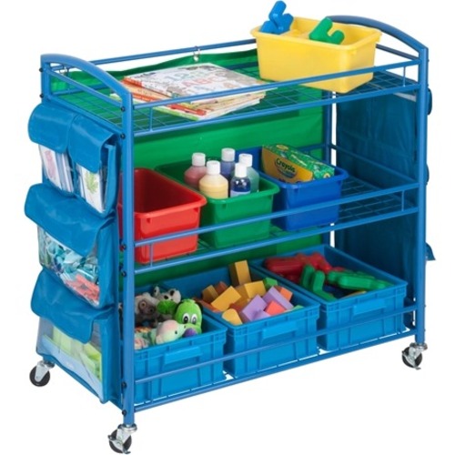 Honey-can-do All-purpose Teaching Cart - Metal - 34" Length x 13.57" Width x 24.12" Height - Steel Frame - Blue - 1