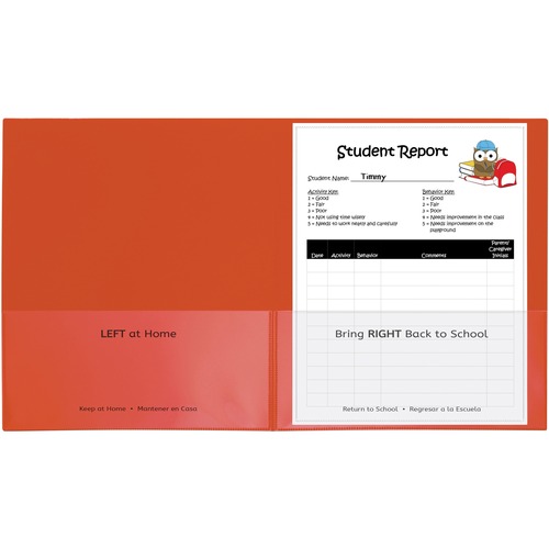 C-Line Classroom Connector Letter Report Cover - 8 1/2" x 11" - 2 Internal Pocket(s) - Orange - 25 / Box