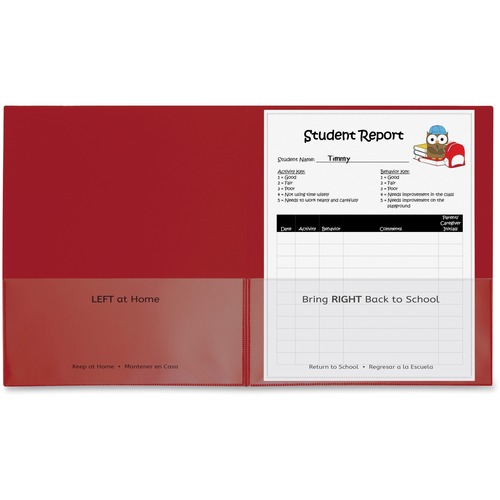 C-Line Classroom Connector Letter Report Cover - 8 1/2" x 11" - 2 Internal Pocket(s) - Red - 25 / Box