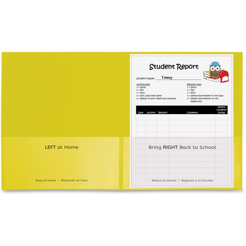 C-Line Classroom Connector Letter Report Cover - 8 1/2" x 11" - 2 Internal Pocket(s) - Yellow - 25 / Box