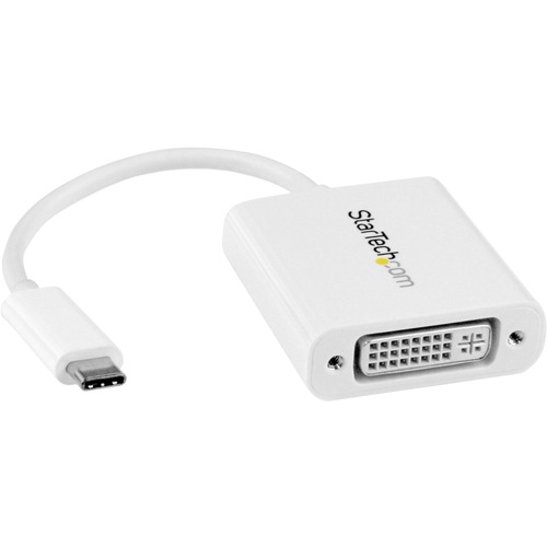 StarTech.com USB C to DVI Adapter - White - Thunderbolt 3 Compatible - 1920x1200 - USB-C to DVI Adapter for USB-C devices such as your 2018 iPad Pro - DVI-I Converter - Connect your MacBook, Chromebook, Dell XPS, 2018 iPad Pro or other USB-C device to a D