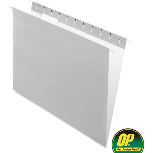OP Brand Letter Recycled Hanging Folder - 8 1/2" x 11" - Gray - 25 / Box - Color Hanging Folders - OPB30516