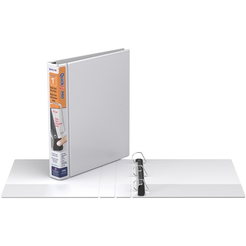 QuickFit QuickFit PRO Single Touch D-ring View Binder - 1" Binder Capacity - Letter - 8 1/2" x 11" Sheet Size - 225 Sheet Capacity - D-Ring Fastener(s) - Polypropylene - White - Hinged, Locking Ring, Gap-free Ring, Heavy Duty, Antimicrobial - 1 Each - Presentation / View Binders - RGO90010