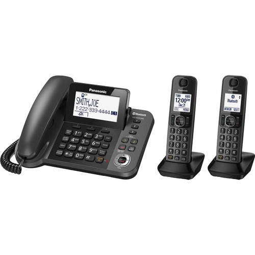 Panasonic Link2Cell KX-TGF382M DECT 6.0 1.90 GHz Standard Phone - Metallic Black - 1 x Phone Line - Speakerphone - Answering Machine - Hearing Aid Compatible