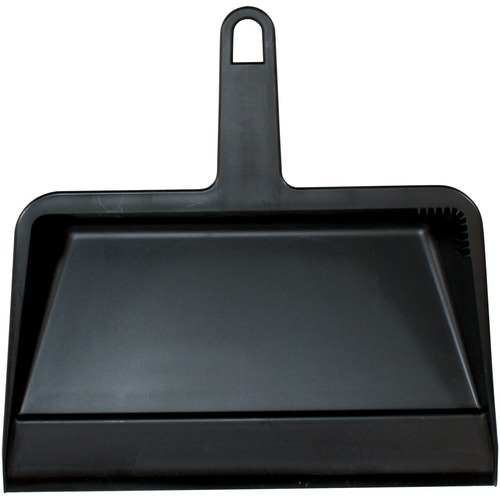 Impact Products Value-Plus Dust Pan - 12" Wide Handle - Polypropylene - Black - 1 Each