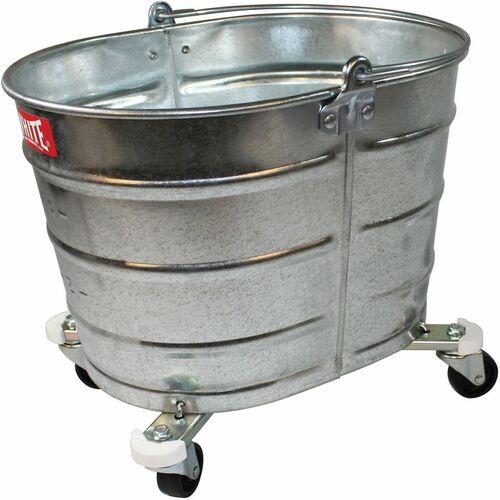 Impact Products Oval Galvanized Steel Bucket with 2" Casters - Reinforced, Embossed - Galvanized Steel