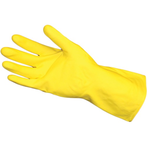 ProGuard Flock Lined Latex Heavyweight - Chemical Protection - Medium Size - Latex - Yellow - Embossed Grip, Abrasion Resistant, Detergent Resistant, Acid Resistant, Alkali Resistant, Oil Resistant, Germs-free, Fat Resistant, Flock-lined, Heavyweight - Fo - Gloves - PGD8440M