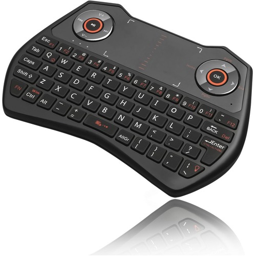 Adesso SlimTouch 4020 - 2.4GHz Wireless Keyboard with Touchpad - Wireless Connectivity - RF - USB Interface Play/Pause, Next Track, Previous Track, Volume Up, Volume Down Hot Key(s) - English, French - QWERTY Layout - Computer, Smart TV, Notebook, Project