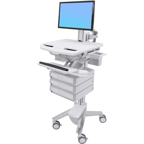 Ergotron StyleView Cart with LCD Pivot, 3 Drawers (1x3) - Up to 24" Screen Support - 37.04 lb Load Capacity - Floor - Plastic, Aluminum, Zinc-plated Steel