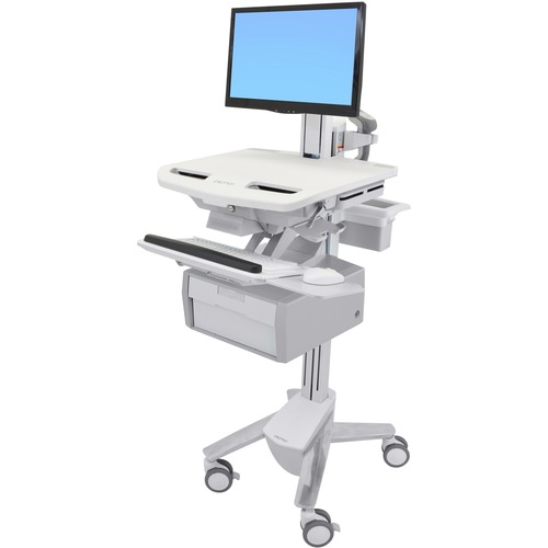 Ergotron StyleView Cart with LCD Pivot, 1 Tall Drawer (1x1) - Up to 24" Screen Support - 37.04 lb Load Capacity - Floor - Plastic, Aluminum, Zinc-plated Steel