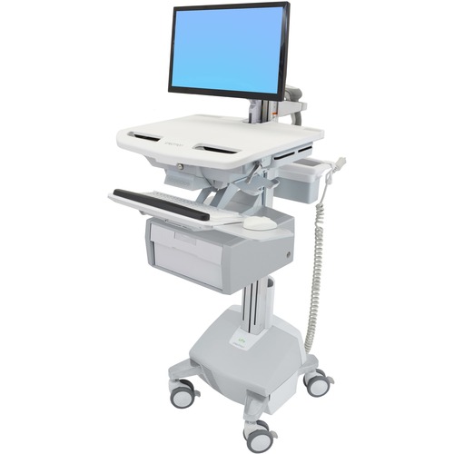 Ergotron StyleView Cart with LCD Arm, LiFe Powered, 1 Tall Drawer (1x1) - Up to 24" Screen Support - 33 lb Load Capacity - Floor - Plastic, Aluminum, Zinc-plated Steel