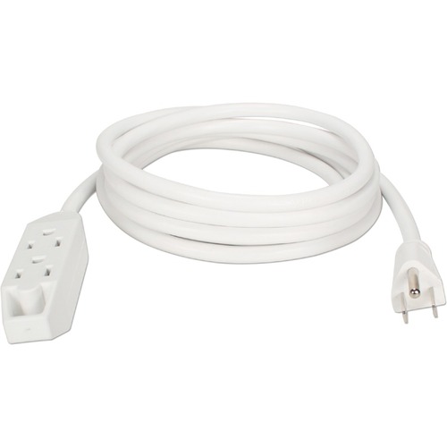 QVS 3-Outlet 3-Prong 15ft Power Extension Cord - NEMA 5-15P - 3 x NEMA 5-15R - 15 ft Cord - 13 A Current - 120 V AC Voltage - 1625 W - Hanging/Wall-mountable - White