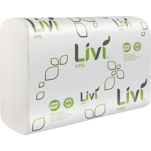 Livi VPG MultiFold Towel - 1 Ply - Multifold - 9.06" x 9.45" - White - Virgin Fiber, Paper - 250 Per Pack - 16 / Carton