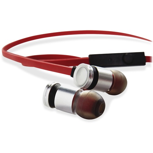Verbatim Listen / Talk Earphones - Stereo - Mini-phone (3.5mm) - Wired - Earbud - Binaural - In-ear - Red, Silver