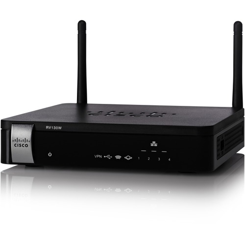 Cisco RV130W Wi-Fi 4 IEEE 802.11n Ethernet Wireless Router - Refurbished - 2.40 GHz ISM Band(2 x External) - 4 x Network Port - 1 x Broadband Port - USB - Gigabit Ethernet - VPN Supported - Desktop