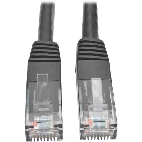 Tripp Lite 100' Cat6 Gigabit Molded Patch Cable RJ45 M/M 550MHz 24AWG Black - 100 ft Category 6 Network Cable for Network Device, Router, Modem, Blu-ray Player, Printer, Computer - First End: 1 x RJ-45 Network - Male - Second End: 1 x RJ-45 Network - Male