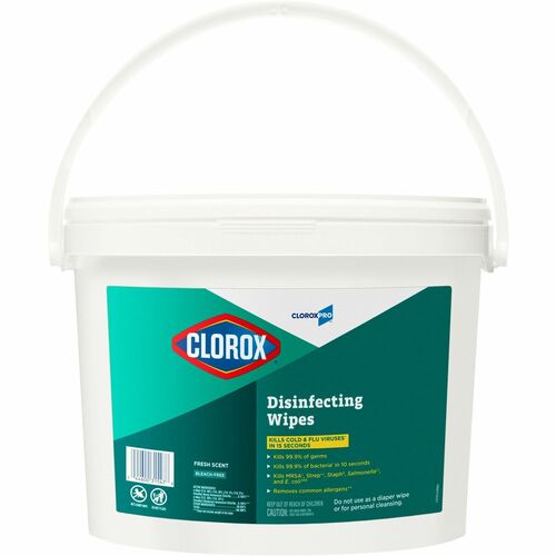CloroxPro™ Disinfecting Wipes - Ready-To-Use - Fresh Scent - 700 / Bucket - 1 Each - Pre-moistened, Anti-bacterial, Textured - White