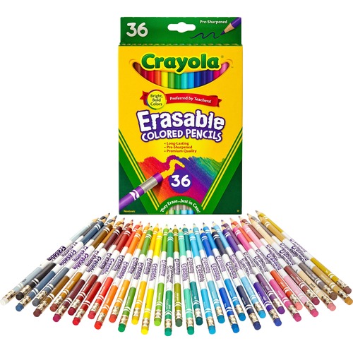 Crayola Erasable Colored Pencils, 24 Count, Pre-Sharpened, Fully Erasable| 24 Count Crayons | Crayon and Pencil Sharpener