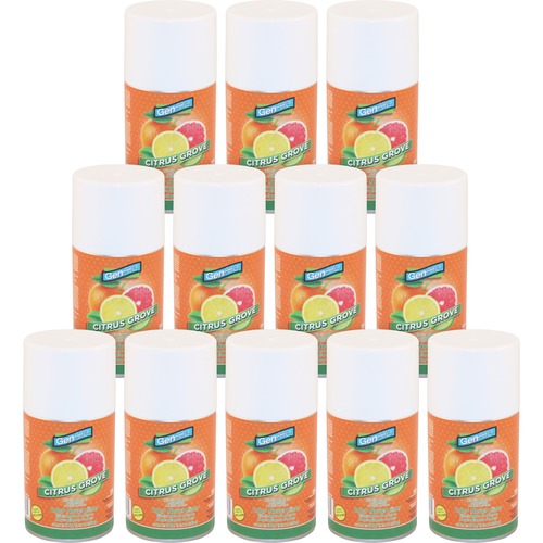Impact Metered Aerosol Air Freshener - Aerosol - 6000 ft³ - 6.5 fl oz (0.2 quart) - Orange Zest - 30 Day - 12 / Carton - Residue-free, Long Lasting, CFC-free, HCFC-free