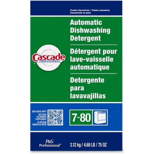 Cascade Professional Automatic Dishwasher Detergent Powder - For Dish - 75 oz (4.69 lb) - Fresh Scent - Phosphate-free - White - 7 / Carton