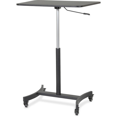Victor High Rise Mobile Adjustable Standing Desk - Rectangle Top x 31" Table Top Width x 22" Table Top Depth - 44" Height - Polyvinyl Chloride (PVC), Wood