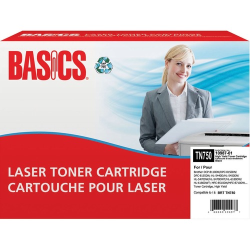 Basics® Remanufactured Laser Cartridge High Yield (Brother® TN750) Black - Laser - High Yield - 8000 Pages - 1 Each