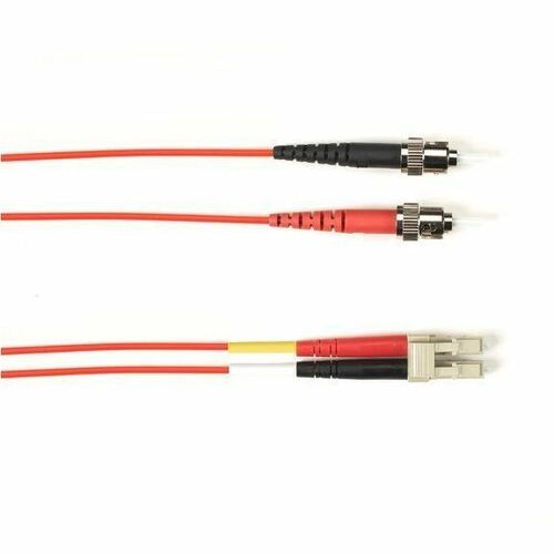 Black Box Fiber Optic Duplex Patch Network Cable - 32.80 ft Fiber Optic Network Cable for Network Device - First End: 2 x ST Network - Male - Second End: 2 x LC Network - Male - 1 Gbit/s - Patch Cable - OFNP, OFNR - 62.5/125 µm - Red - TAA Compliant