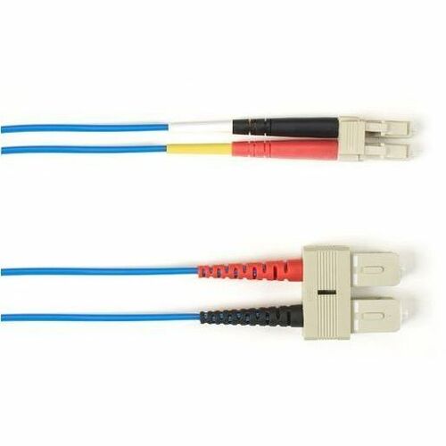 Black Box Fiber Optic Duplex Patch Network Cable - 6.50 ft Fiber Optic Network Cable for Network Device - First End: 2 x SC Network - Male - Second End: 2 x LC Network - Male - 1 Gbit/s - Patch Cable - OFNR - 50/125 µm - Blue - TAA Compliant