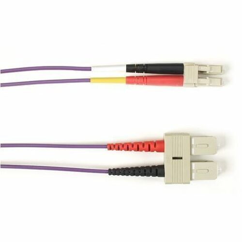 Black Box Fiber Optic Duplex Patch Network Cable - 3.20 ft Fiber Optic Network Cable for Network Device - First End: 2 x SC Network - Male - Second End: 2 x LC Network - Male - 1 Gbit/s - Patch Cable - OFNR - 62.5/125 µm - Purple - TAA Compliant
