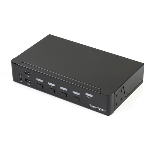 StarTech.com 4-Port DisplayPort KVM Switch - DP KVM Switch with Built-in USB 3.0 Hub for Peripherals - 4K 30 Hz - Control four DP computers using a single console with a built-in USB 3.0 hub for sharing additional peripheral devices - 3.5mm audio support 