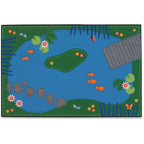 Carpets for Kids Value Line Tranquil Pond Rug - 108" Length x 72" Width - Rectangle - Assorted