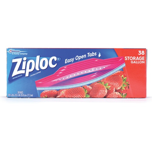 Ziploc® Storage Bags Gallon - 1 gal Capacity - 2.70 mil (69 Micron) Thickness - Clear - Plastic - 342/Carton - 38 Per Box - Food, Storage