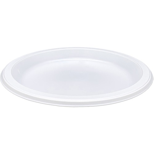 Genuine Joe 10-1/4" Large Plastic Plates - 125 / Pack - Disposable - Warm White - Plastic Body - 4 / Carton