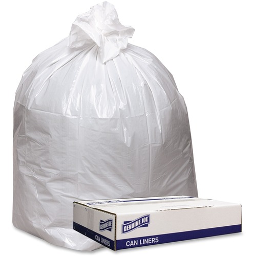 Genuine Joe Extra Heavy-duty White Trash Can Liners - 43" (1092.20 mm) Width x 47" (1193.80 mm) Length x 0.90 mil (23 Micron) Thickness - Low Density - White - 100/Carton - Industrial Trash