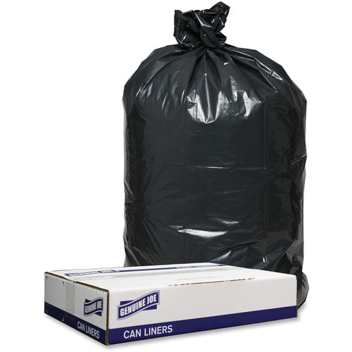Genuine Joe Low Density Black Can Liners - 33 gal Capacity - 33" Width x 39" Length - 1.20 mil (30 Micron) Thickness - Low Density - Black - 100/Carton - Can - Recycled