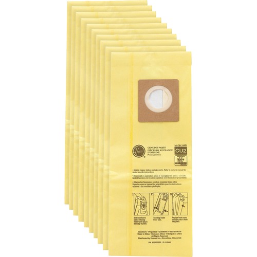 Hoover HushTone Vacuum Bags - 10 / Pack - Disposable, Micro Allergen - Yellow