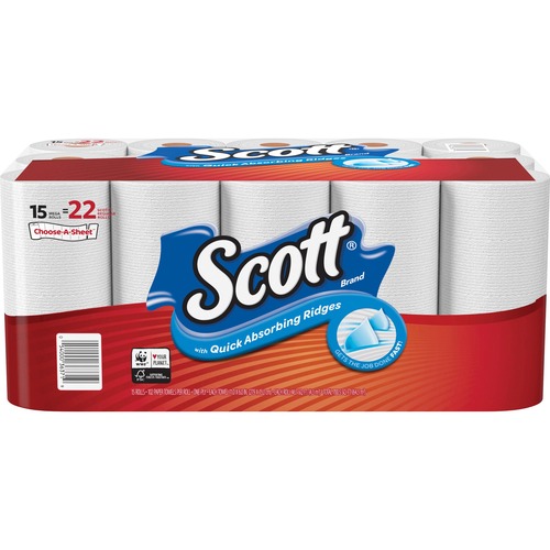 Scott Choose-A-Sheet Paper Towels - Mega Rolls - 1 Ply - 102 Sheets/Roll - White - 15 / Pack