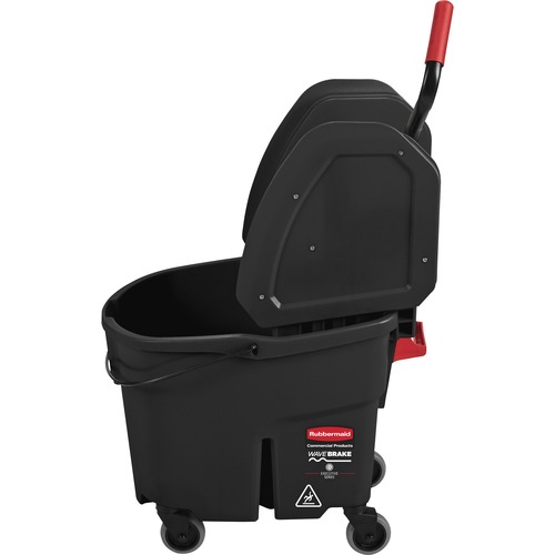 Rubbermaid Commercial WaveBrake Down Press Mop Bucket - 35 quart - Splash Resistant, Durable, Caster - 27.4" x 16.1" - Tubular Steel - Black - 1 / Carton