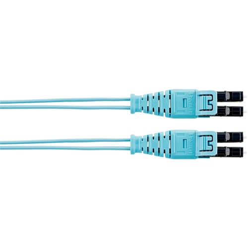 Panduit Fiber Optic Patch Network Cable - 22.97 ft Fiber Optic Network Cable for Network Device - First End: 2 x LC Network - Male - Second End: 2 x LC Network - Male - Patch Cable - Aqua - 1