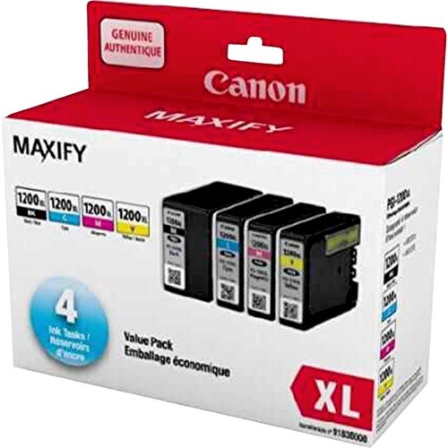 Canon PGI-1200XL CMYK Original Inkjet Ink Cartridge - Cyan, Magenta, Yellow, Black Pack - Inkjet