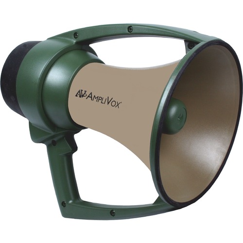 AmpliVox WP609R - ProMarine Waterproof Megaphone - 22 W Amplifier - Battery Rechargeable - 8 Hour - Olive, Tan